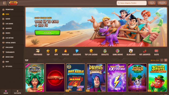 StoneVegas Casino interface